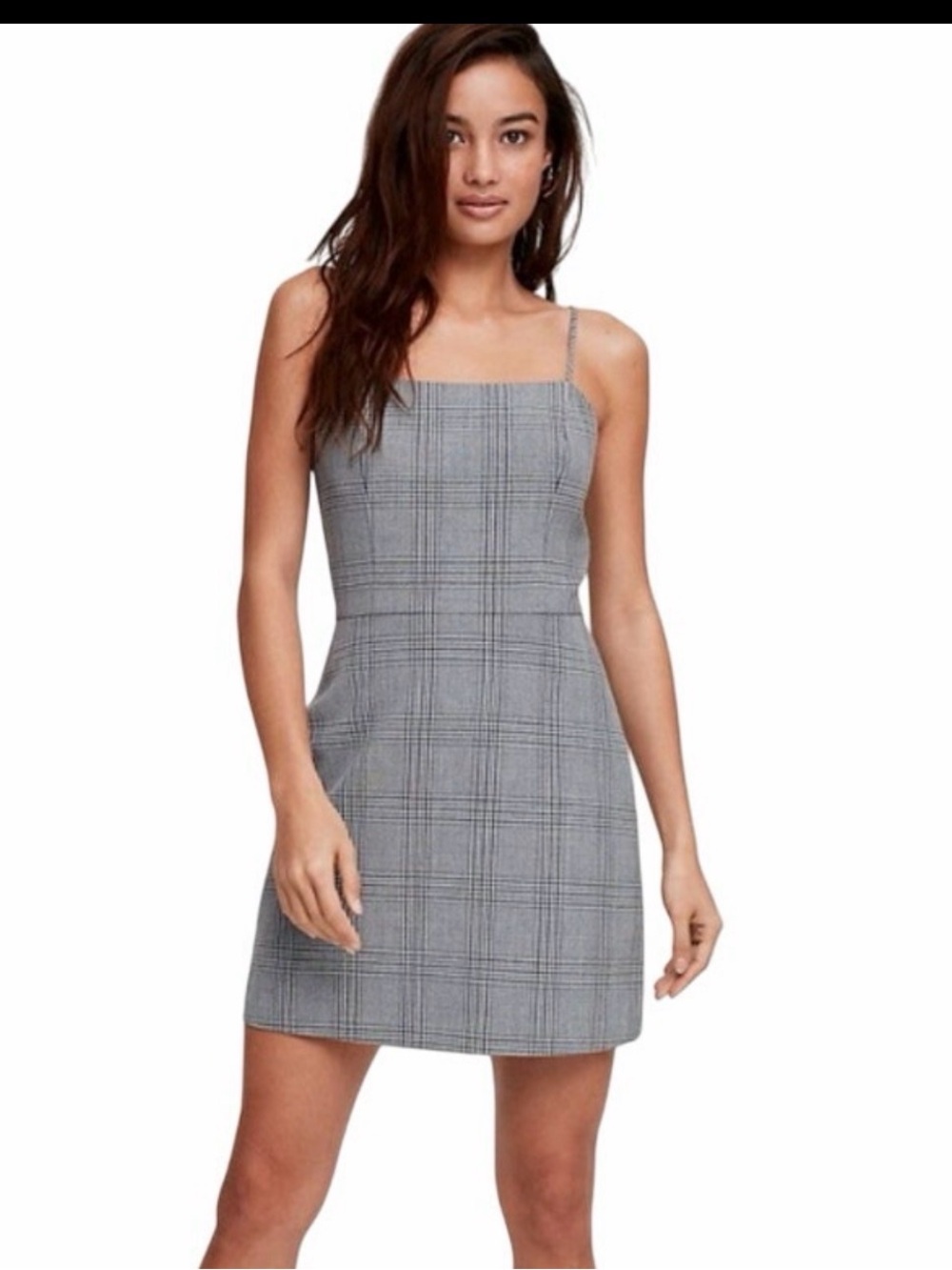 Wilfred Gray Plaid Square-Neck Mini Dress